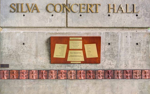 Exterior signage of the Silva Concert Hall