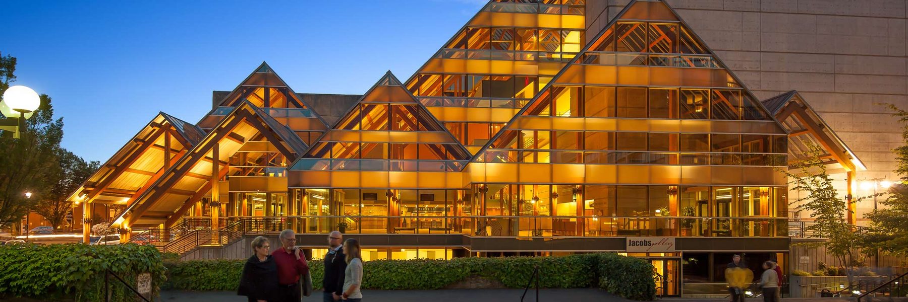 Hult Center exterior at twilight