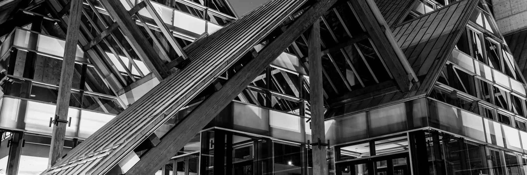 Exterior of the Hult Center in high contrast lighting