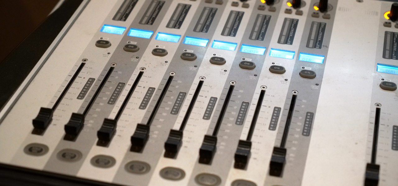 Image of a sound mixing board