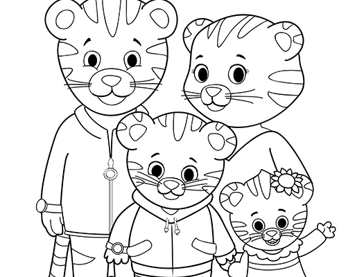 The Tiger Family coloring page from Daniel Tiger