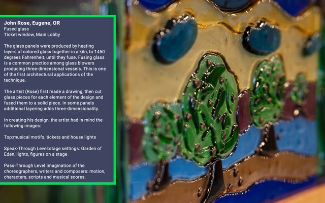 Fused glass, ticket window at the Hult Center