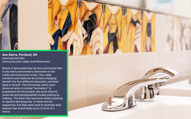 Hand-painted tiles Hult Center restrooms