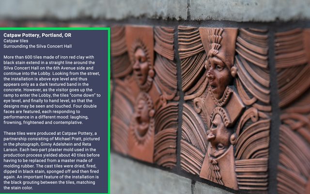 Catpaw pottery tiles around the Silva Concert Hall