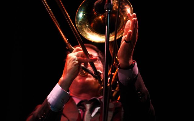Musician playing the trombone