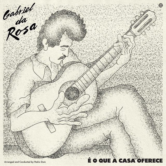 A drawing of a man playing the guitar with text 